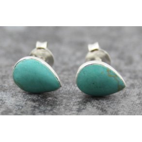 S925 sterlingsølv ørestik-100, grøn turkis