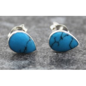 S925 sterlingsølv ørestik-101, blå turkis