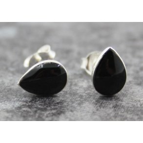 S925 sterlingsølv ørestik-102, onyx