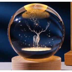 Krystal glas lampe med motiv, 6cm kugle-18