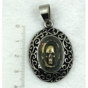 stål vedhæng-62, dødningehoved, str. 30x40mm