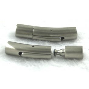 4-04, stål klik lås tl 4mm læder snore, mat 