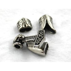 5-05, st&aring;l l&aring;s til 2stk. 5mm l&aelig;der snore.