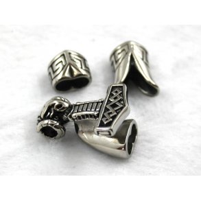 5-05, stål lås til 2stk. 5mm læder snore.