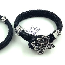 5-08, st&aring;l l&aring;s til 2stk. 5mm l&aelig;der snore.