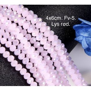 4x6mm. Ca.40cm. Facet krystal glas perle. Porceln farve-5