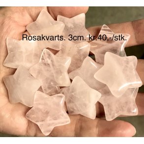 Rosakvarts stjerne 3x3cm. 
