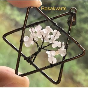 4cm. livets tr� vedh�ng med rosakvarts