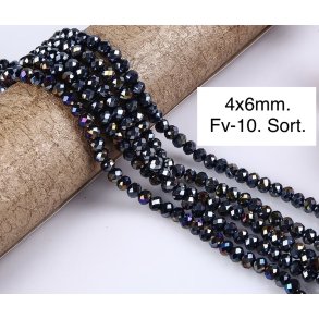 4x6mm. Facet krystal glas perle fv-10