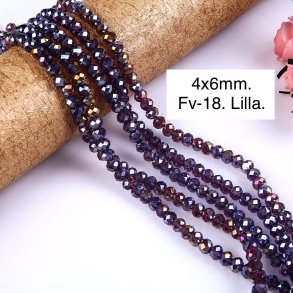 4x6mm. Facet krystal glas perle fv-18
