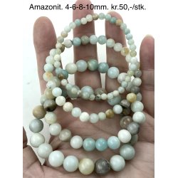 Amazonit armbnd. 4,6,8, 10mm perle. 16-20cm. Frit valg.