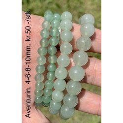 Aventurin armbnd. 4,6,8mm perle. 16-20cm. Frit valg.