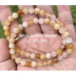 Golden healer armbnd. 4,6,8mm perle. 16-20cm. Frit valg.