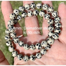 Dalmatiner armbnd. 4,6,8mm perle. 16-20cm. Frit valg.