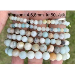 Amazonit armbnd. 4,6,8, 10mm perle. 16-20cm. Frit valg.