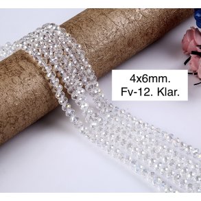 4x6mm. Facet krystal glas perle fv-12