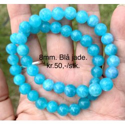Bl jade armbnd. 4, 6, 8mm. 16-20cm. Frit valg. 