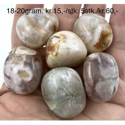 Blomster agat lommesten 18-20gram. Pris 5stk. 