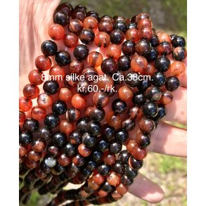 Silke agat perle.  8mm. Ca.38cm. 