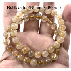 Rutil kvarts armbnd. 6, 8mm. 16-20cm frit valg. 