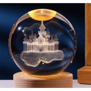 Krystal glas lampe med motiv, 6cm kugle-7