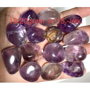 Lys ametyst lommesten. 15-20gram. 