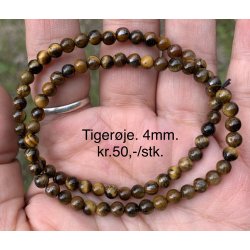 Tigerje armbnd. 4,6,8mm  perle. 16-20cm. Frit valg.