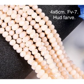 4x6mm. Ca.40cm. Facet krystal glas perle. Porcel�n farve-7