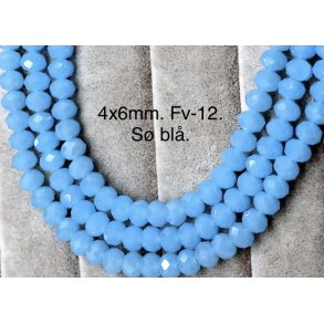 4x6mm. Ca.40cm. Facet krystal glas perle. Porcel�n farve-12