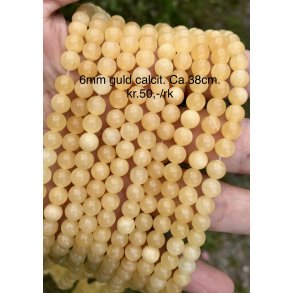 Calcit gul. 6mm. Ca.38cm. 