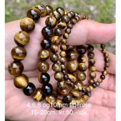 Tigerje armbnd. 4,6,8mm  perle. 16-20cm. Frit valg.