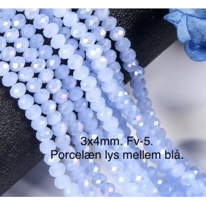 3x4mm. Ca.44cm. Facet krystal glas perle. Porceln fv-5
