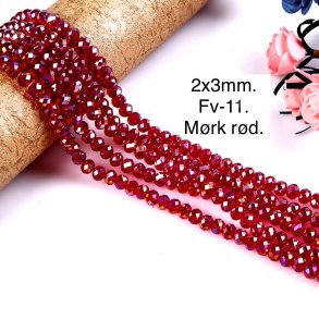 2x3mm. Facet krystal glas perle. Fv-11. 
