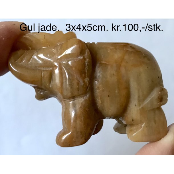 Gul jade elefant. 3x5cm. 