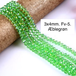 3x4mm. Ca.44cm. Facet krystal glas perle. Fv-5