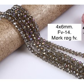 4x6mm. Facet krystal glas perle fv-14