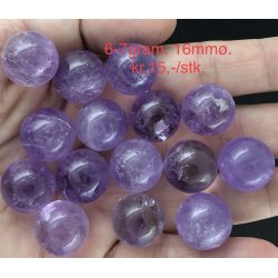 Ametyst sm kugle. 6-7gram. 16mm. 