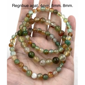 Agat regnbue. 4,6,8,10mm. 16-20cm. 