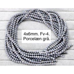4x6mm. Ca.40cm. Facet krystal glas perle. Porceln farve-4