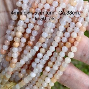 Aventurin pink perle. 4mm. Ca.38cm. 