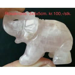 Rosakvarts elefant. 3x5cm. 
