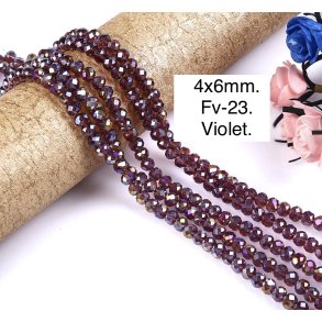 4x6mm. Facet krystal glas perle fv-23