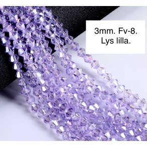 3mm.  Ca.38cm. Spids facet krystal glas perle. Fv-8