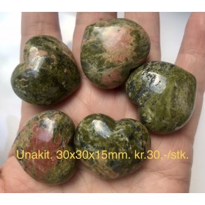 Unakit hjerte. 30x30x15mm. 