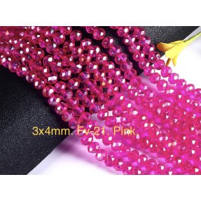 3x4mm. Ca.44cm. Facet krystal glas perle. Fv-21