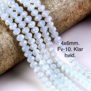 4x6mm. Ca.40cm. Facet krystal glas perle. Porcel�n farve-10