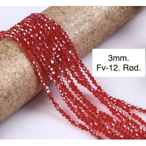 3mm.  Ca.38cm. Spids facet krystal glas perle. Fv-12