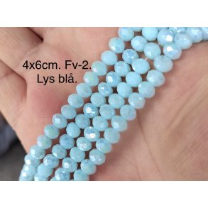 4x6mm. Ca.40cm. Facet krystal glas perle. Porceln farve-2