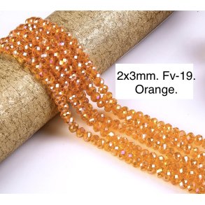 2x3mm. Facet krystal glas perle. Fv-19. 