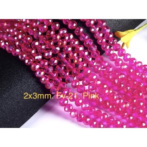 2x3mm. Facet krystal glas perle. Fv-21
